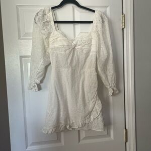 Elegant White Eyelet Women's Dress